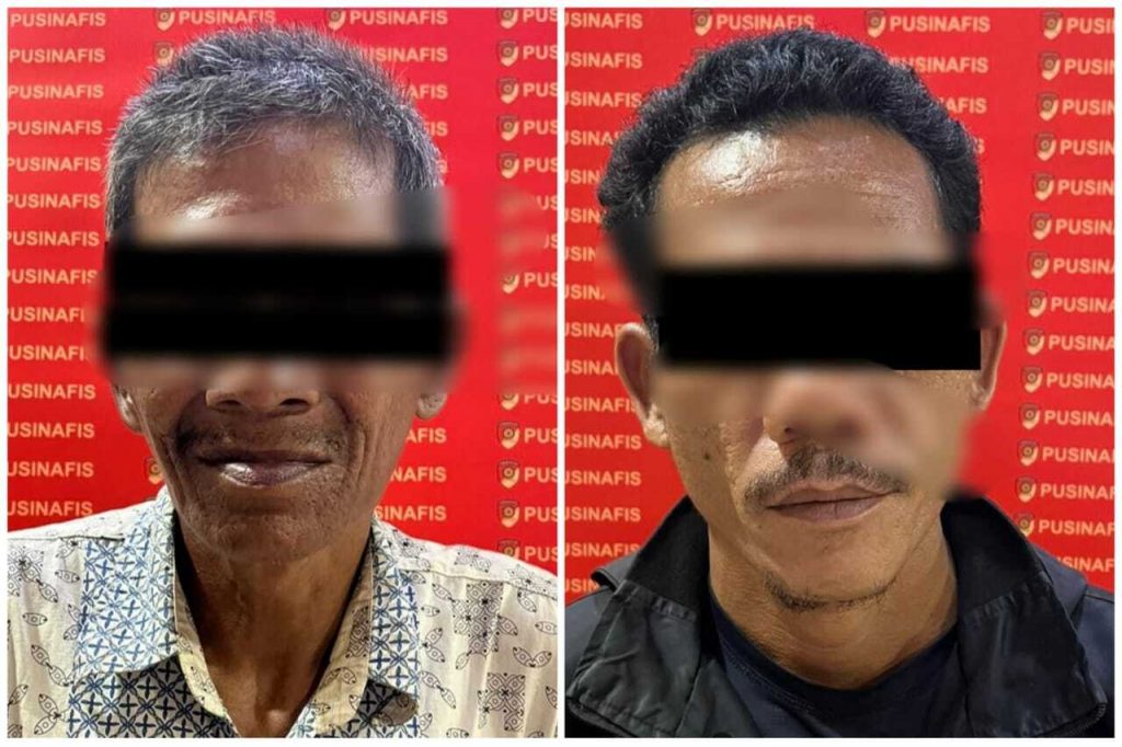 Polda Aceh menangkap dua warga Tapanuli Tengah, Sumut, yang disangka sebagai pelaku pembunuhan 3 ekor hariamau sumatera di Peunaron, Aceh Timur. Foto: Ist.