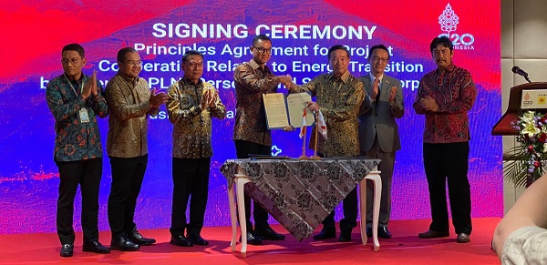 PLTA-kayan The Signing Ceremony of Principles Agreement for Project Cooperation Related to Energy Transition between PLN and Sumitomo Corporation yang digelar di sela-sela perhelatan G20 di Hotel Intercontinental Sanur Denpasar, Minggu (13/11/2022). PLTA Kayan akan menjadi sumbangsih terbesar Jokowi pada sektor energi terbarukan.