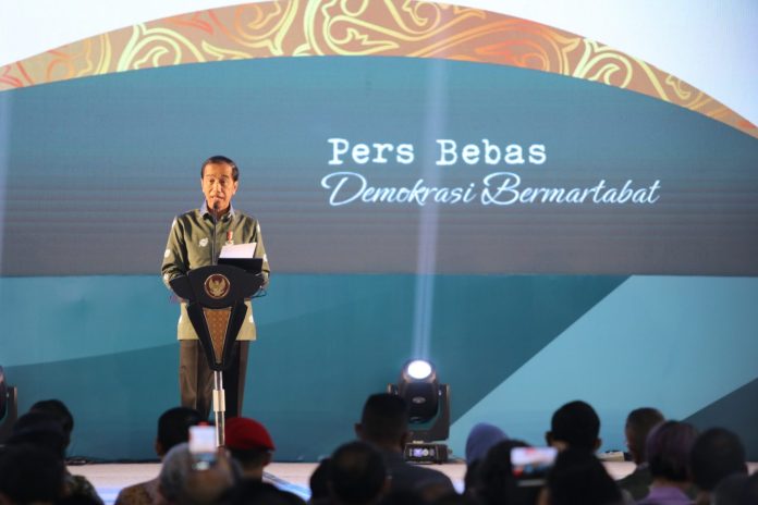 Jokoowi di HPN Presiden RI Joko Widodo mengatakan dunia pers sedang tidak baik-baik saja, Kamis (9/2/2023). Humas Sumut.