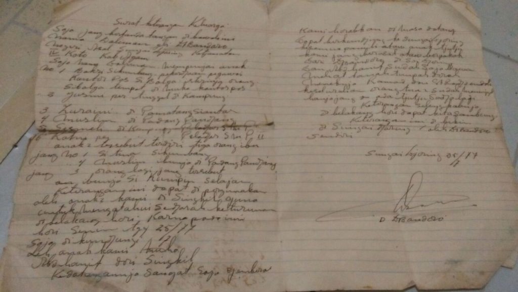 Surat dari Minang untuk Singkil.