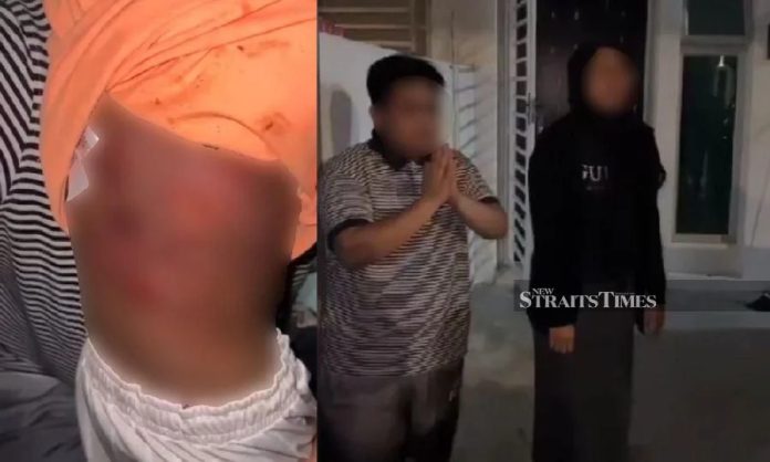 ibu muda, Jadah (27) bersama pacar lesbinya Haram (30) ditangkap karena melakukan kekerasan terhadap seorang anak berusia 7 tahun di Johor, Malaysia. Foto: The Strait Times.