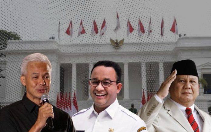 Koalisi Gado-gado & Lakon Politik Absurd Pilpres 2024, Ganjar Pranowo, Anies Baswedan, dan Prabowo Subianto. Foto: Tempo, Detik, RRI.