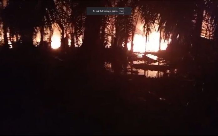 Sumur Minyak Ilegal di Aceh Timur Terbakar Sumur minyak ilegal di Aceh Timur terbakar. Foto: video amatir.