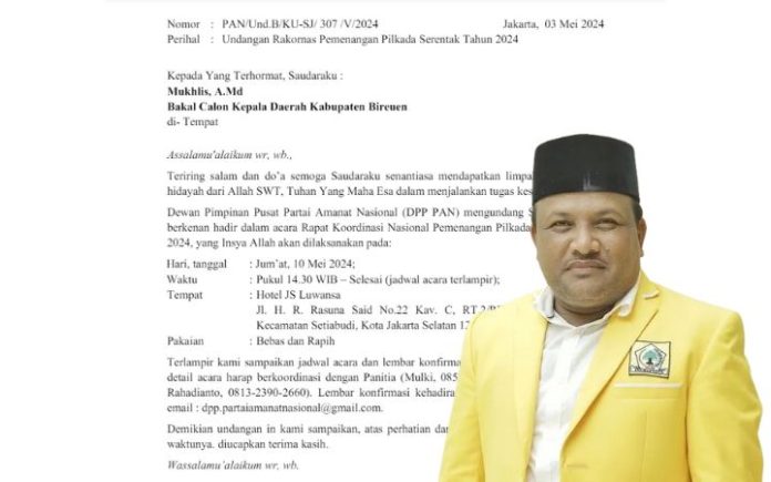 PAN (1) Mukhlis Takabeya Diundang DPP PAN ke Jakarta Surat undangan DPP PAN untuk H. Mukhlis Takabeya. Ilustrasi: Komparatif.ID.