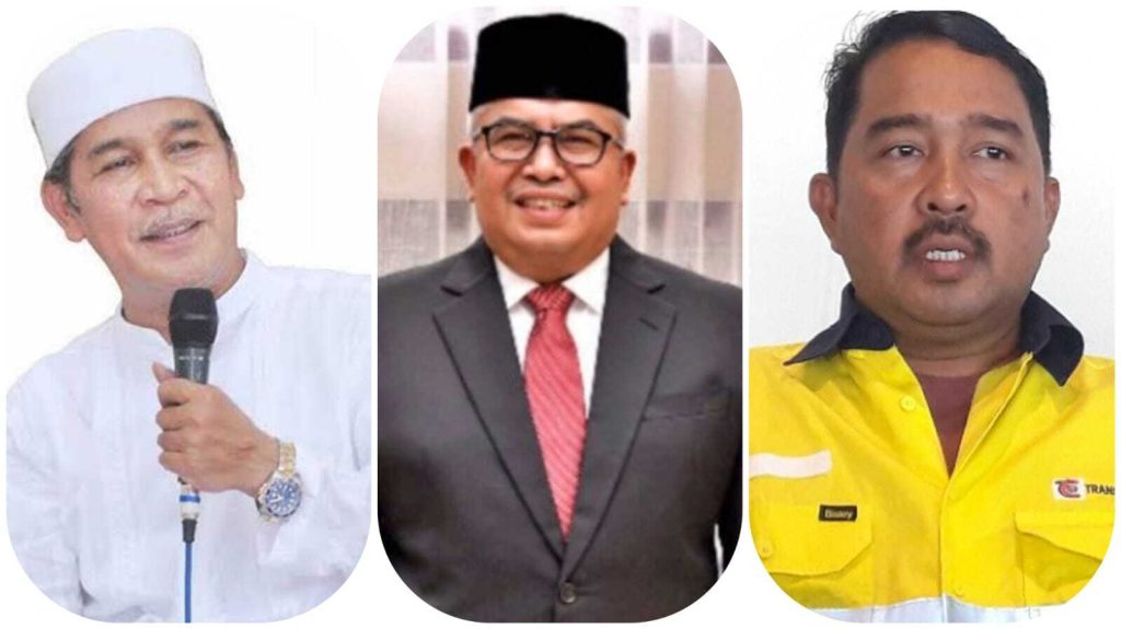 tiga tokoh aceh mendampingi Mualem Tu Sop Bustami Hamzah Ismail Rasyid
