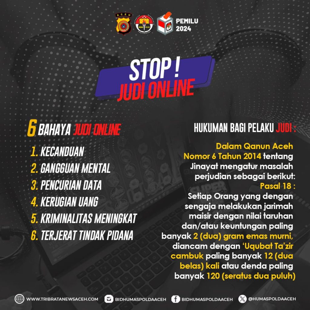 Pemberantasan Judol Perlu Perlu Kerjasama Semua Pihak Imbauan Polda Aceh. Foto: Ho for Komparatif.ID.