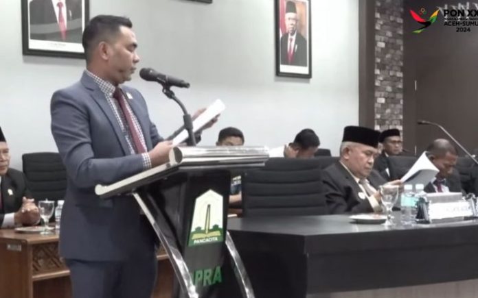 Banggar DPRA: 2 Tahun Terakhir, Ekonomi Aceh Tidak Tumbuh Signifikan Juru bicara Badan Anggaran (Banggar) DPRA M. Rizal Fahlevi Kirani. Foto: Humas DPRA.