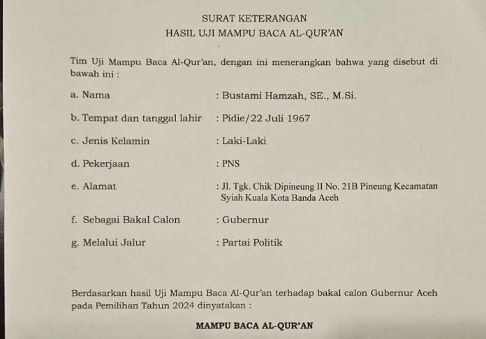 Lulus uji baca Quran