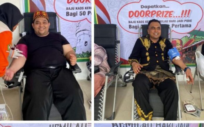 RSUD TCD Sigli Kumpulkan Darah 47 Kantong Pada Peringatan Hari Jadi Pidie Masyarakat saat donor darah di Gedung PCC Sigli, Sabtu (21/9/2024). Foto: HO for Komparatif.ID.
