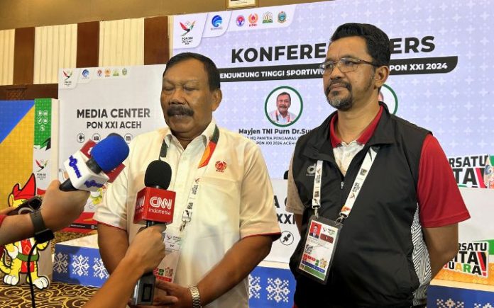 Dr. Suwarno Pemain Hingga Wasit Aceh vs Sulteng Akan Diperiksa PSSI Ketua HQ Panitia Pengawas dan Pengarah PON XXI 2024 Aceh-Sumut Mayjen TNI (Purn) Dr. Suwarno. Foto: Komparatif.ID/Fuad Saputra.