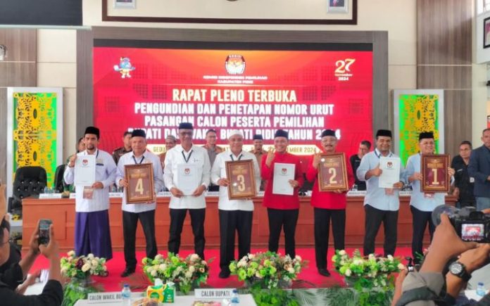 Diikuti 4 Paslon, Ini Nomor Urut Calon Bupati Pidie Nomor urut calon Bupati-Wakil Bupati Pidie. Foto: Komparatif.ID/Harmadi.