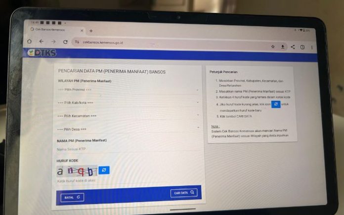 Cek Bansos Ini Besaran dan Cara Cek Penerima Bansos dengan NIK KTP Tampilan laman untuk mengecek penerima bantuan sosial melalui situs resmi Kemensos. Foto: Komparatif.ID/Fuad Saputra. Bansos PKH Tahap 2 Cair, Ini Besaran Dana & Cara Cek Penerima Rp2,1 T Dana Bansos Mengendap di 10 Juta Rekening Tak Terpakai