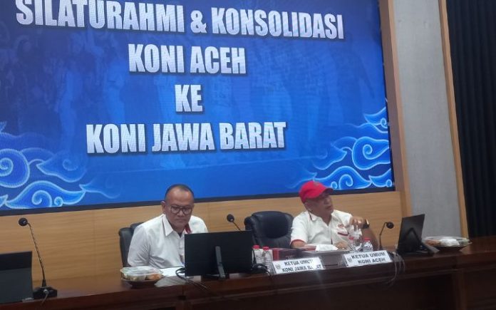 KONI Aceh Ingin Tiru Kesuksesan Jabar Kelola Olahraga Silaturahmi dan konsolidasi KONI Aceh dengan KONI Jawa Barat di Gedung KONI Jawa Barat, Bandung, Selasa, (10/12/2024). Foto: HO for Komparatif.ID.