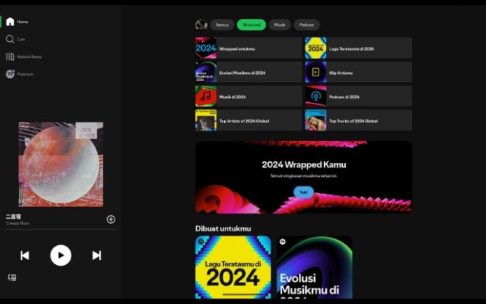 Jangan Ketinggalan, Begini Cara Buat Spotify Wrapped 2024 Tampilan Spotify Wrapped 2024 untuk perangkat tablet. Foto: Komparatif.ID.