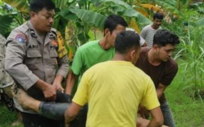 Warga Lueng Bata (3) Suami LN (35) seorang warga Lueng Bata saat dievakuasi usai bertengkar dengan suami, Kamis (16/1/2025). Foto: HO for Komparatif.ID.