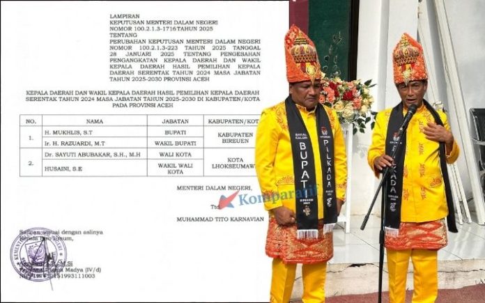 Sah! Bupati Bireuen & Wakil Bupati Bireuen Dilantik Pada 18 Februari Menteri Dalam Negeri (Mendagri) Tito Karnavian resmi mengesahkan H Mukhlis ST dan Ir Razuardi Ibrahim sebagai Bupati dan Wakil Bupati Bireuen periode 2025-2030.