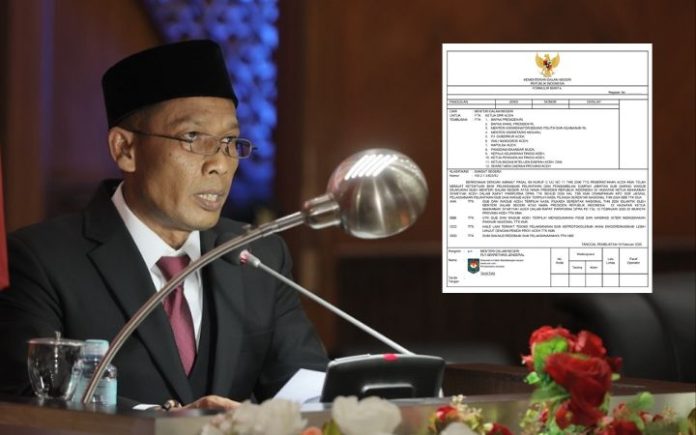 Ketua DPRA Zulfadhli DPRA Terima Surat Telegram Pelantikan Mualem dari Kemendagri
