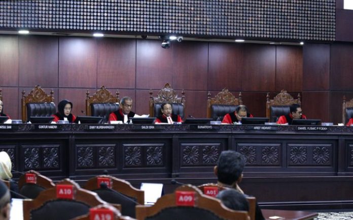 Ini Alasan MK Perintahkan PSU di Sabang Sidang sengketa Pilwako Sabang di Ruang Sidang Pleno, Gedung 1 MK, Jakarta, Senin (24/2/2025). Foto: MK.