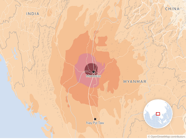 mandalay (1) pusat gempa di Mandalay, Myanmar, kota bersejarah agama Budha.