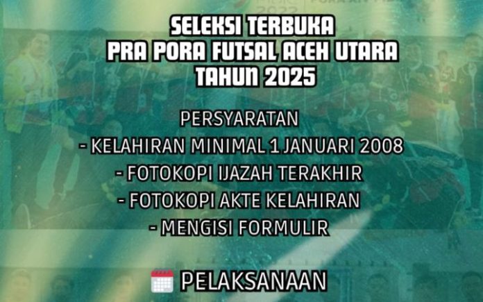 Buru Tiket PORA, AFKab Aceh Utara Gelar Seleksi Atlet Futsal