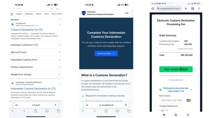 website ecustoms.id