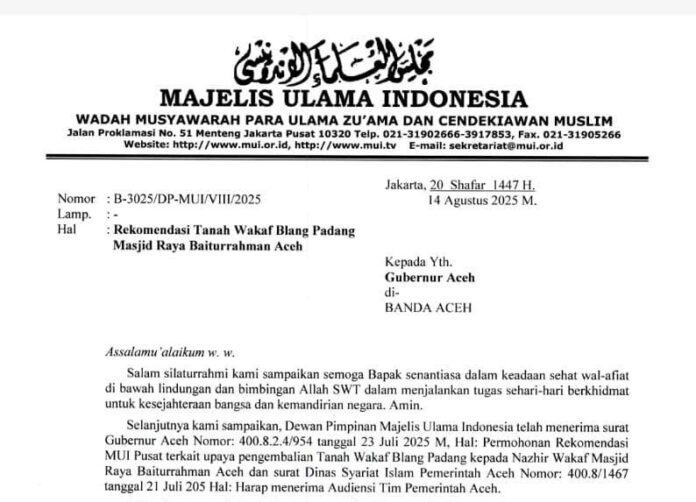 mui(1) nazhir wakaf masjid raya baiturrahman
