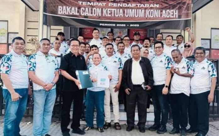 PON Yahya Ketum KONI Aceh Pon Yahya Daftar sebagai Calon Ketua Umum KONI Aceh Saiful Bahri A. Djalil (Pon Yahya) resmi mendaftar sebagai bacalon Ketum KONI Aceh periode 2025-2029. Foto: HO for Komparatif.ID.