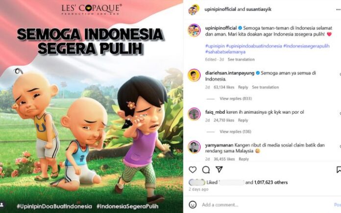 Upin Ipin Doakan Indonesia Segera Pulih