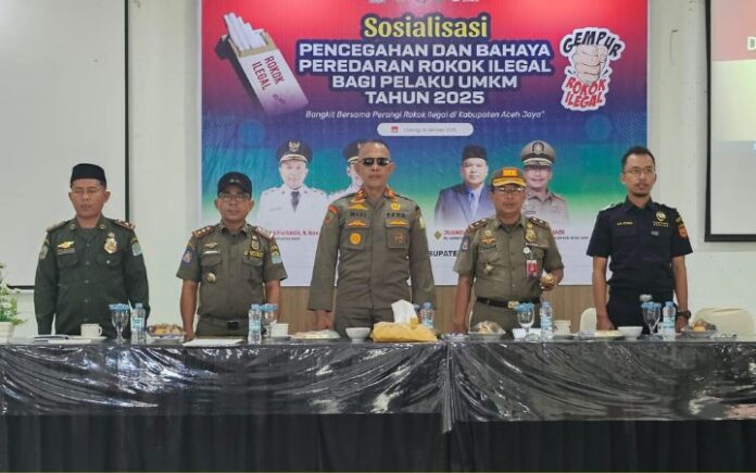 satpol pp aceh jaya rokok ilegal Satpol PP dan WH Aceh Jaya Sosialisasikan Bahaya Rokok Ilegal untuk Pelaku UMKM