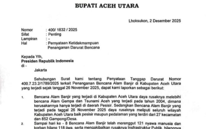 Bupati Aceh Utara Tak Mampu Tangani Ekses Pascabanjir