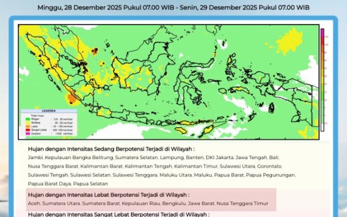 BMKG BMKG Peringatkan Hujan Lebat di Aceh pada 28-29 Desember