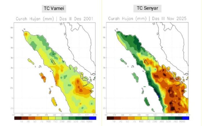 BMKG: Siklon Tropis Senyar Pecahkan Rekor Curah Hujan Tertinggi Sejak 1991