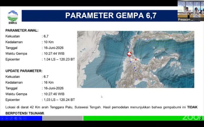 Gempa M 6,7 Guncang Sulawesi Tengah, BMKG: Tidak Berpotensi Tsunami