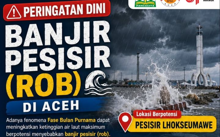 BPBA Peringatkan Potensi Banjir Pesisir di Lhokseumawe