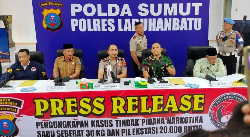 Jaringan Malaysia-Aceh Terbongkar, 30 Kg Sabu Amankan di Labuhanbatu