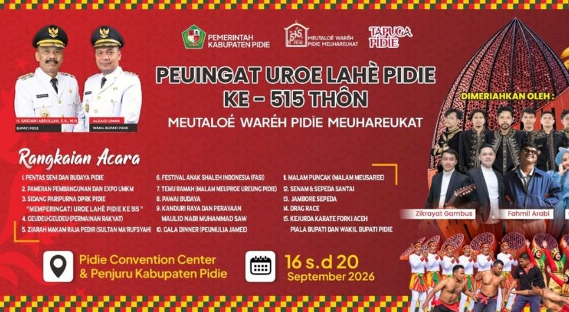 Rayakan Uroe Lahe ke-515, Pidie Siapkan Expo UMKM dan Pawai Budaya