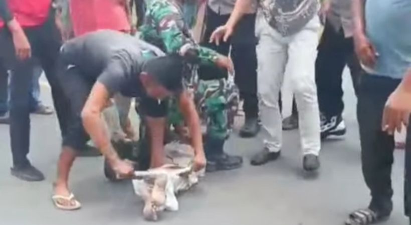 Seorang Pria Gila di Jeunib Mengamuk di Tengah Jalan Raya