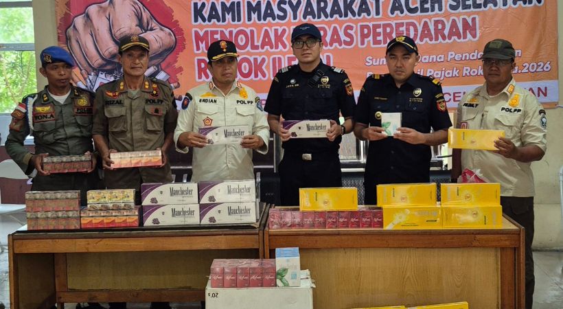 40.960 Batang Rokok Ilegal Disita di Aceh Selatan